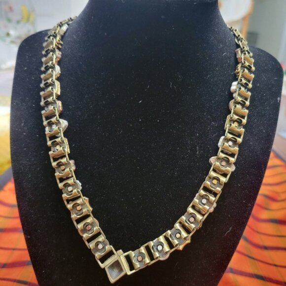 Unique Rare Victorian Renaissance Brass Book Chain Necklace - Picture 6 of 10